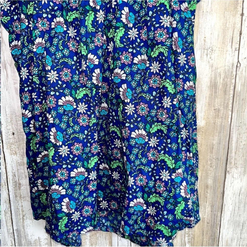 Loft Blue Floral Smocked Shirred Blouse - Picture 8 of 9